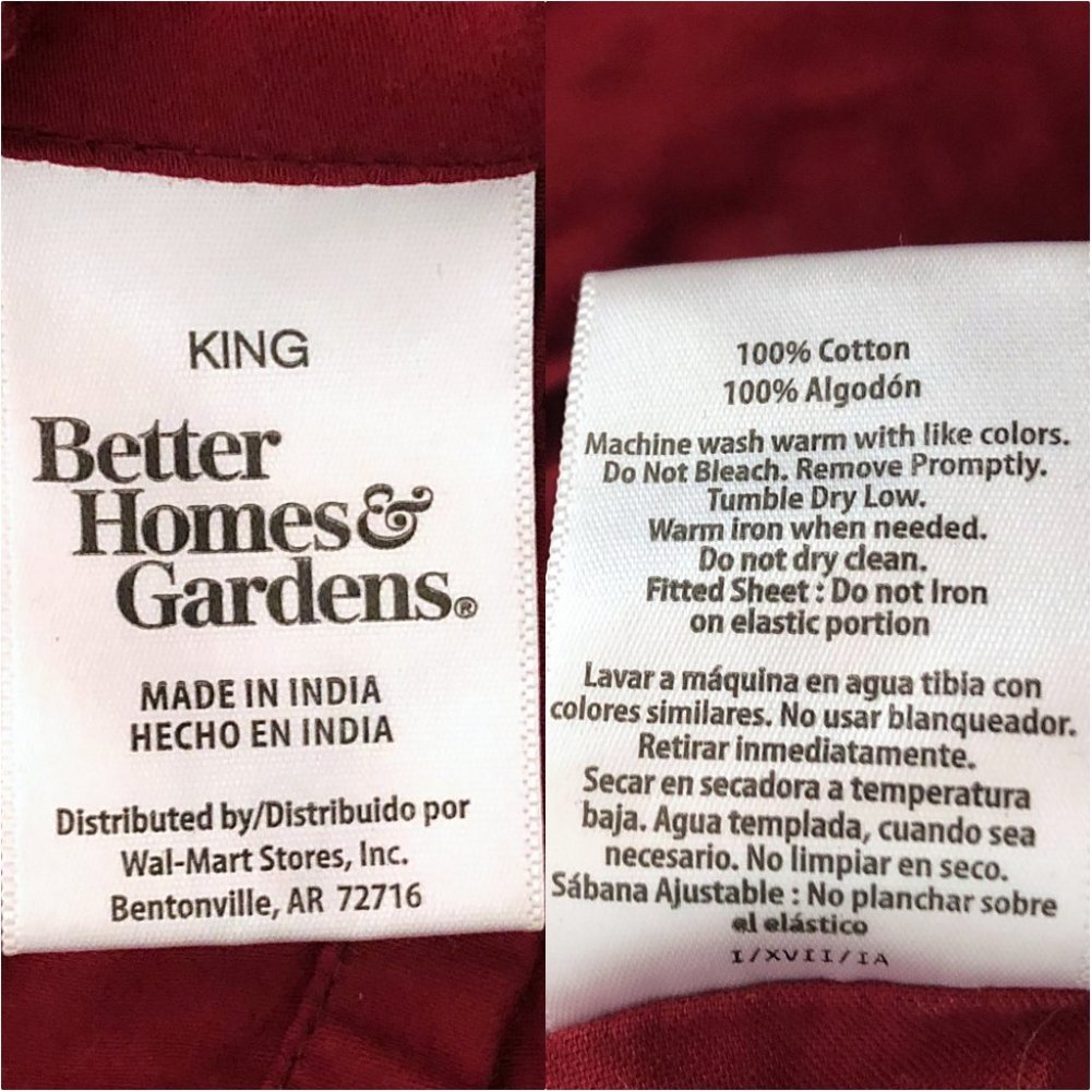 Better Home & Garden Rose Wine Red King Sheet Set - Picture 4 of 4
